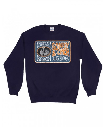 Sonny & Cher Sweatshirt | Indiana Beach Horizontal Concert Banner Distressed Sweatshirt $11.85 Sweatshirts