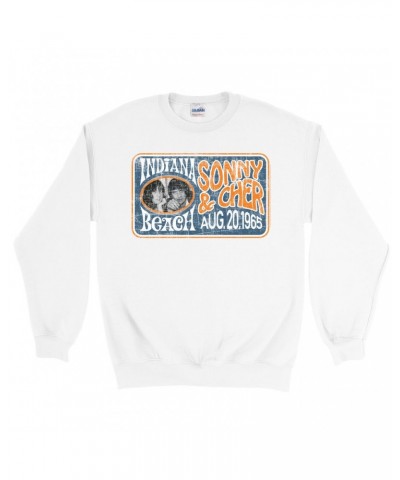 Sonny & Cher Sweatshirt | Indiana Beach Horizontal Concert Banner Distressed Sweatshirt $11.85 Sweatshirts