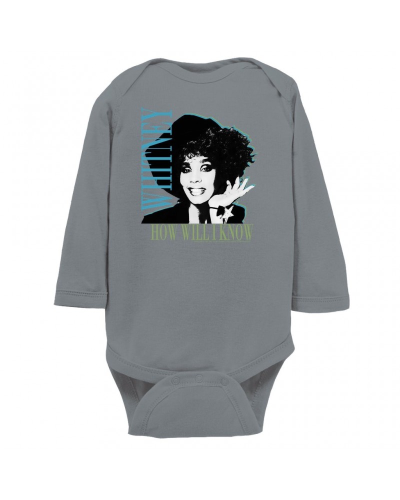 Whitney Houston Long Sleeve Bodysuit | How Will I Know Negative Design Bodysuit $9.35 Shirts