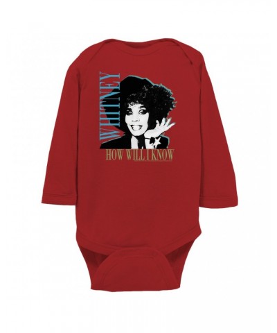 Whitney Houston Long Sleeve Bodysuit | How Will I Know Negative Design Bodysuit $9.35 Shirts