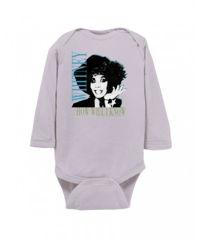 Whitney Houston Long Sleeve Bodysuit | How Will I Know Negative Design Bodysuit $9.35 Shirts