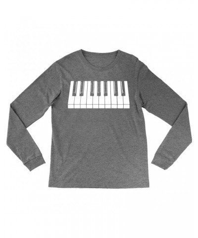 Music Life Heather Long Sleeve Shirt | Piano Keys Shirt $9.83 Shirts