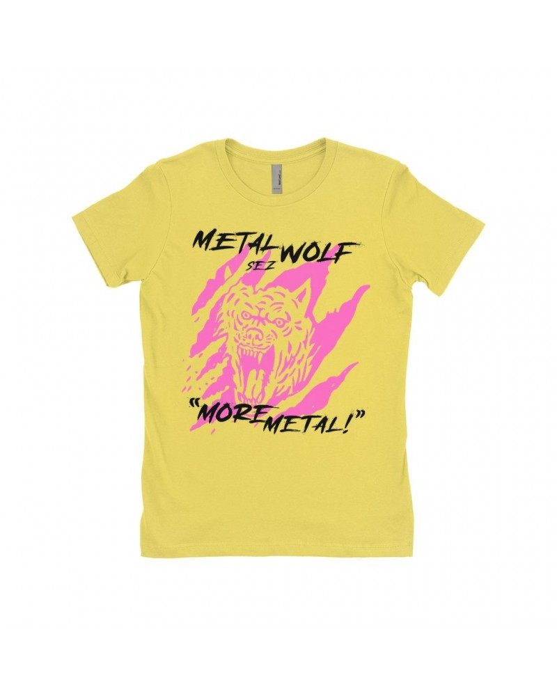 Music Life Ladies' Boyfriend T-Shirt | Metal Wolf Shirt $6.64 Shirts