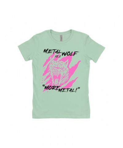 Music Life Ladies' Boyfriend T-Shirt | Metal Wolf Shirt $6.64 Shirts