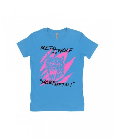 Music Life Ladies' Boyfriend T-Shirt | Metal Wolf Shirt $6.64 Shirts