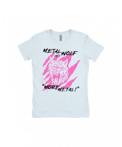 Music Life Ladies' Boyfriend T-Shirt | Metal Wolf Shirt $6.64 Shirts