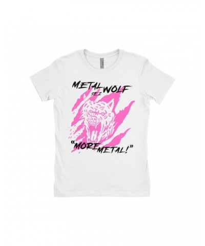 Music Life Ladies' Boyfriend T-Shirt | Metal Wolf Shirt $6.64 Shirts