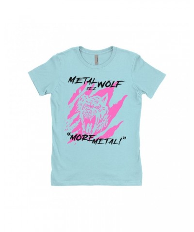 Music Life Ladies' Boyfriend T-Shirt | Metal Wolf Shirt $6.64 Shirts