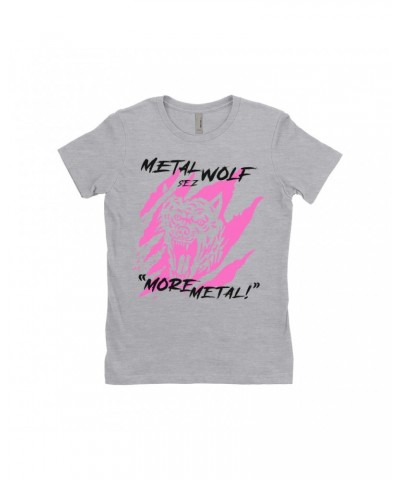 Music Life Ladies' Boyfriend T-Shirt | Metal Wolf Shirt $6.64 Shirts