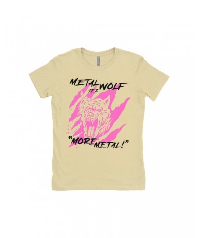 Music Life Ladies' Boyfriend T-Shirt | Metal Wolf Shirt $6.64 Shirts