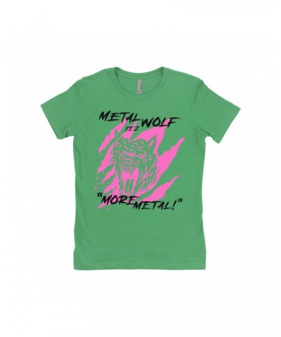 Music Life Ladies' Boyfriend T-Shirt | Metal Wolf Shirt $6.64 Shirts