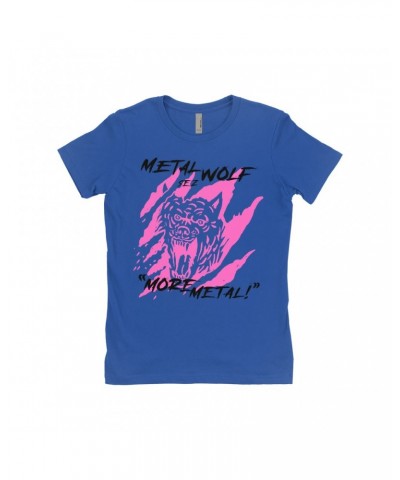 Music Life Ladies' Boyfriend T-Shirt | Metal Wolf Shirt $6.64 Shirts