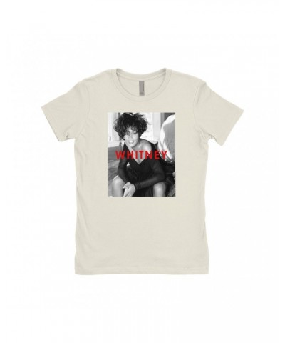 Whitney Houston Ladies' Boyfriend T-Shirt | Bold Black And White Cover Shirt $11.87 Shirts