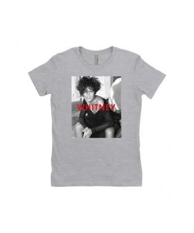 Whitney Houston Ladies' Boyfriend T-Shirt | Bold Black And White Cover Shirt $11.87 Shirts