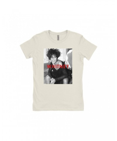 Whitney Houston Ladies' Boyfriend T-Shirt | Bold Black And White Cover Shirt $11.87 Shirts