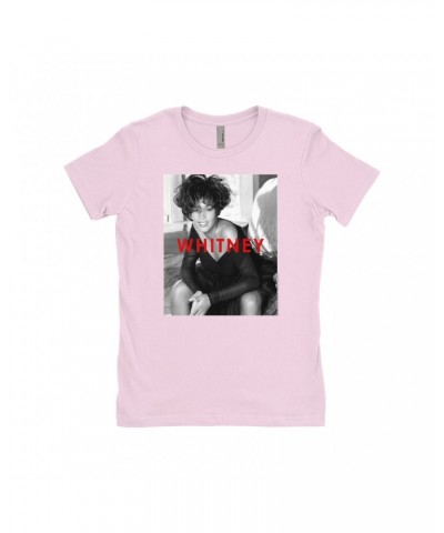 Whitney Houston Ladies' Boyfriend T-Shirt | Bold Black And White Cover Shirt $11.87 Shirts