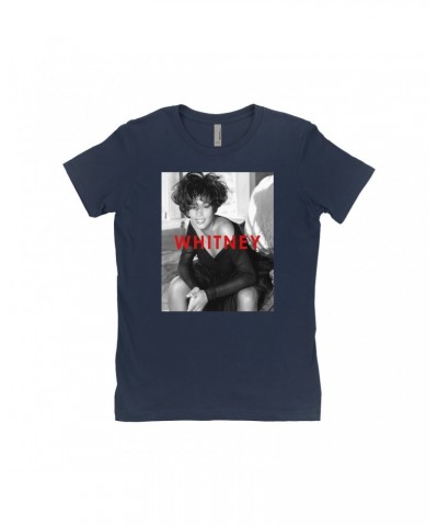 Whitney Houston Ladies' Boyfriend T-Shirt | Bold Black And White Cover Shirt $11.87 Shirts