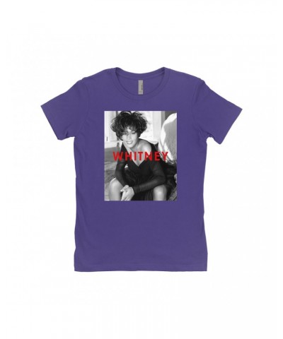 Whitney Houston Ladies' Boyfriend T-Shirt | Bold Black And White Cover Shirt $11.87 Shirts