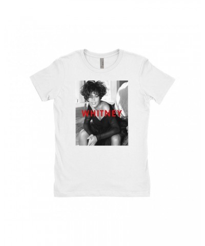 Whitney Houston Ladies' Boyfriend T-Shirt | Bold Black And White Cover Shirt $11.87 Shirts