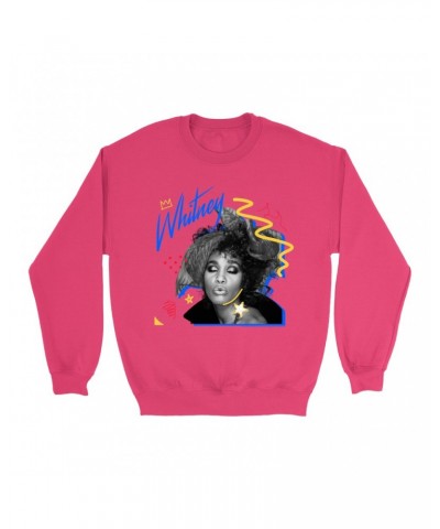 Whitney Houston Bright Colored Sweatshirt | Funky Colorful 1987 Photo Image Design Sweatshirt $9.27 Sweatshirts