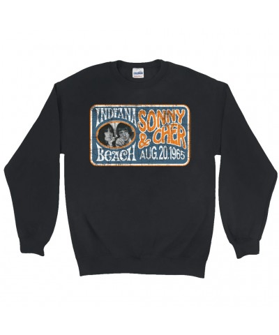 Sonny & Cher Sweatshirt | Indiana Beach Horizontal Concert Banner Distressed Sweatshirt $11.85 Sweatshirts