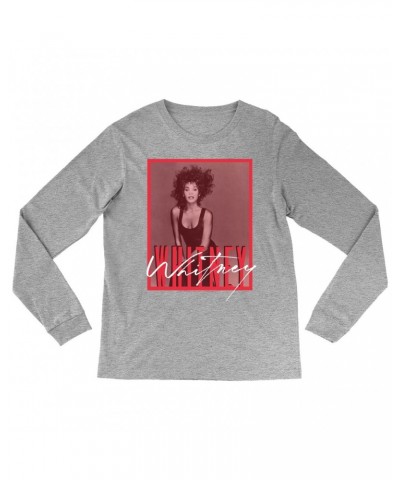 Whitney Houston Long Sleeve Shirt | Whitney Red Tone Photo Design Shirt $3.90 Shirts