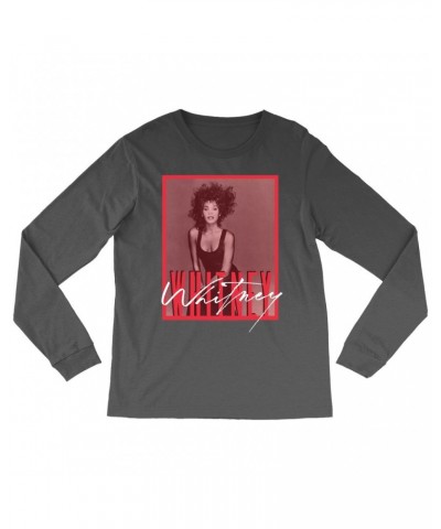 Whitney Houston Long Sleeve Shirt | Whitney Red Tone Photo Design Shirt $3.90 Shirts