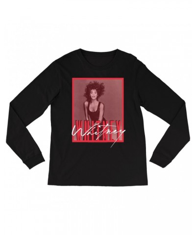 Whitney Houston Long Sleeve Shirt | Whitney Red Tone Photo Design Shirt $3.90 Shirts