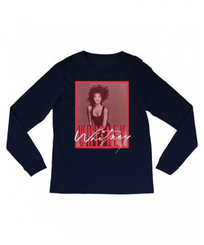 Whitney Houston Long Sleeve Shirt | Whitney Red Tone Photo Design Shirt $3.90 Shirts