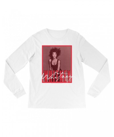 Whitney Houston Long Sleeve Shirt | Whitney Red Tone Photo Design Shirt $3.90 Shirts