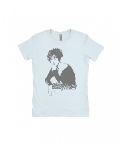 Whitney Houston Ladies' Boyfriend T-Shirt | 1990 Photo In Shadow Design Shirt $8.99 Shirts