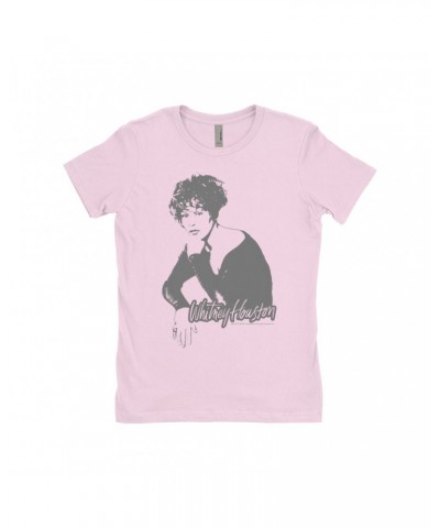 Whitney Houston Ladies' Boyfriend T-Shirt | 1990 Photo In Shadow Design Shirt $8.99 Shirts