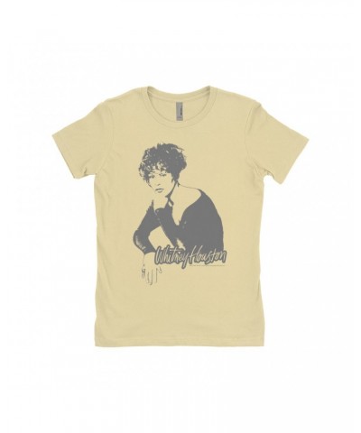 Whitney Houston Ladies' Boyfriend T-Shirt | 1990 Photo In Shadow Design Shirt $8.99 Shirts