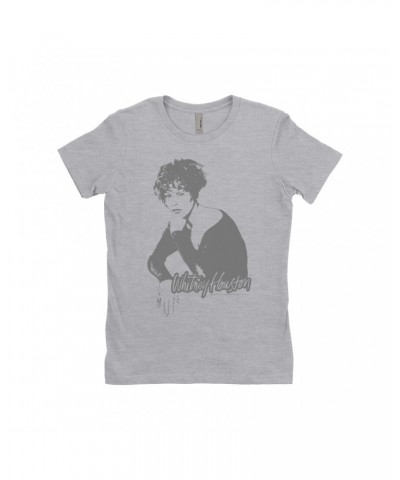 Whitney Houston Ladies' Boyfriend T-Shirt | 1990 Photo In Shadow Design Shirt $8.99 Shirts