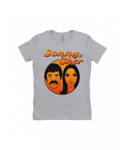 Sonny & Cher Ladies' Boyfriend T-Shirt | Comedy Hour Illustration And Logo Ombre Shirt $8.60 Shirts