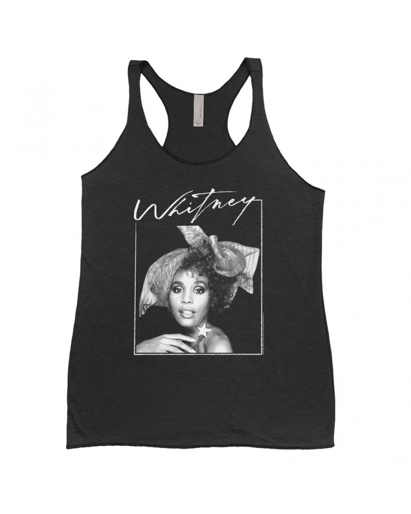 Whitney Houston Ladies' Tank Top | 1987 Whitney Signature And White Photo Image Shirt $7.91 Shirts