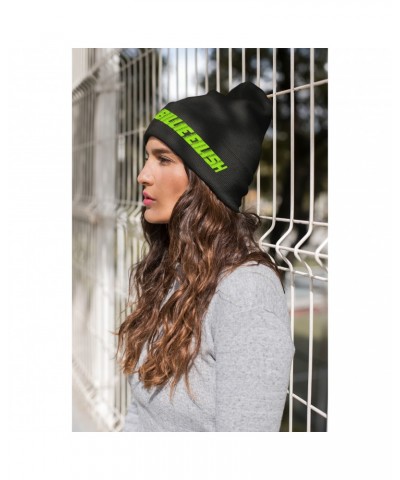 Billie Eilish Beanie | Black With Neon Print Beanie $15.79 Hats